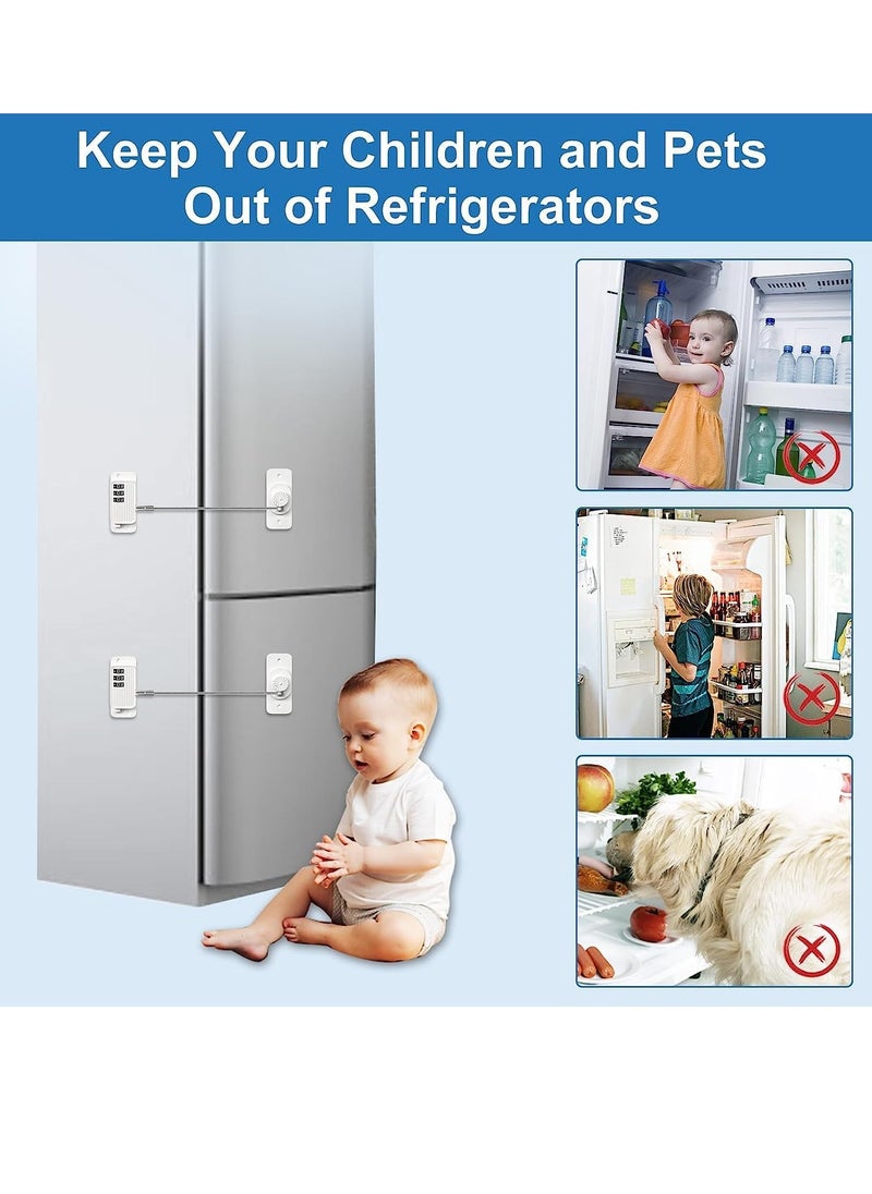 SYOSI Window Safety Locks Refrigerator Lock Combination Refrigerator Lock for Children Adhesive Freezer Lock Child Safe Refrigerator Lock for Kid Cabinet Lock for Door for Adults Fridge Child Lock 2 Pack  - Image 3