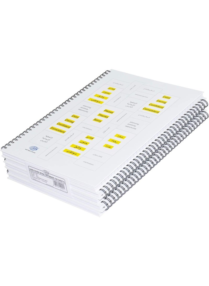 FIS Spiral Hard Cover Notebook, A4 Size(29.7x21cm), 100 Sheets x 5, Single Line Ruling, Pack of 5 Pieces - FSNBSA41907 - Image 1