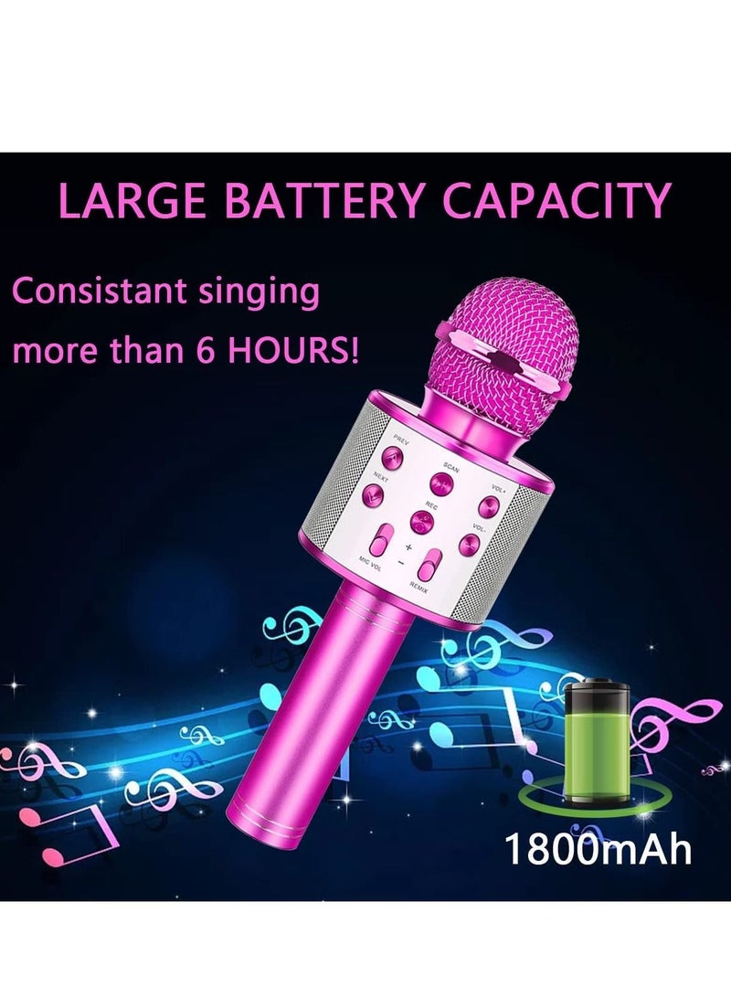 Wireless Bluetooth Karaoke Microphone Machine,Portable Handheld Karaoke Bluetooth Handheld Karaoke Speaker Player Machine for Kids Adults Home KTV Party for Android/Iphone/Ipad/Pc Girl Boy Pink - Image 3