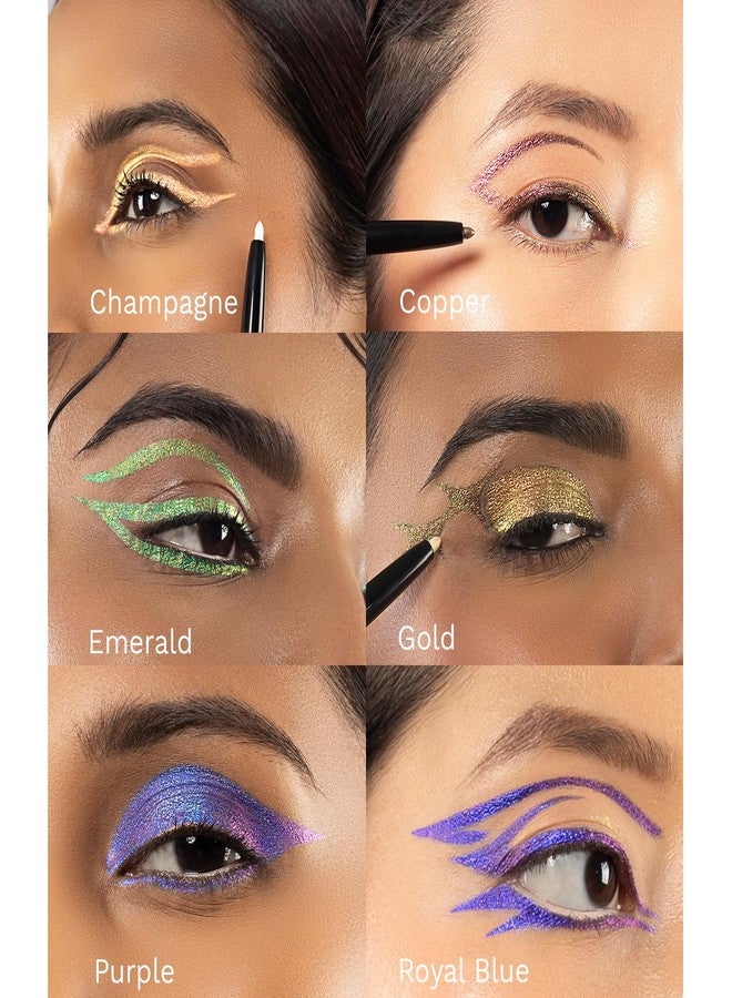PAC Duo Chrome Eye Pencil Gold | Ultra Pigmented Holographic Eyeliner | 24H Smudgeproof Waterproof - Image 3