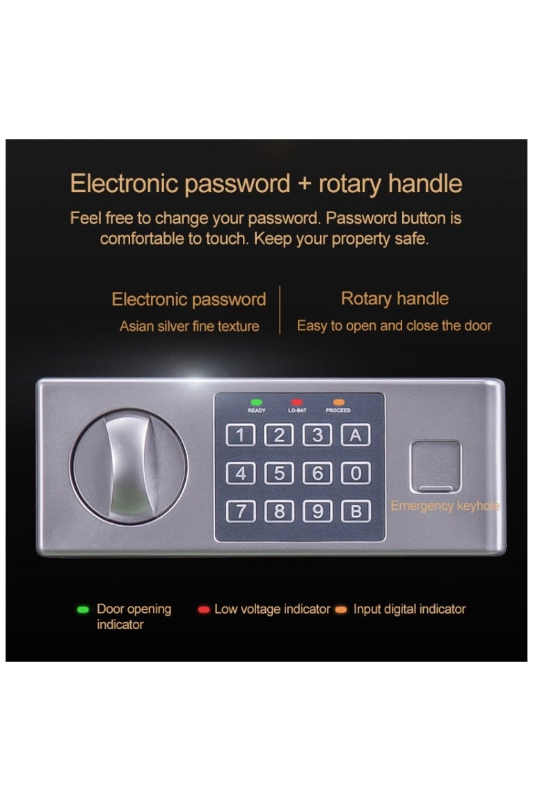 Deli Home Office Hotel Mini Electronic Security Lock Box Wall Cabinet Safety Box - Black - Image 3