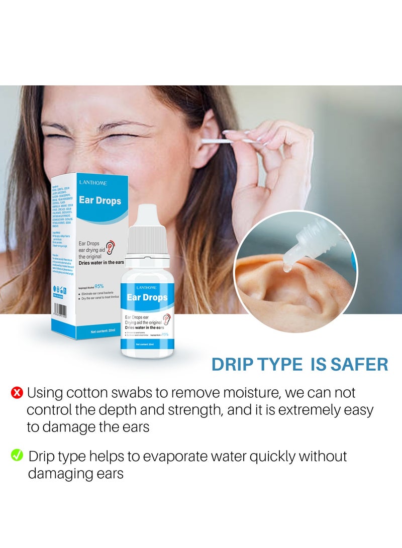 لانثوم قطرات أذن للسباحين 20 مل، مزيل مياه طبيعي بالكامل لأذن السباح، يمنع العدوى، يجفف الأذان، علاج آمن للأطفال والبالغين، يخفف تهيج الأذن والماء المحتبس لحماية الأذن - Image 3