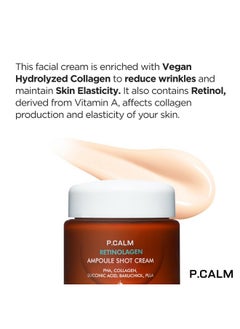 P.CALM P.CALM Retinolagen Ampoule Shot Cream 60ml | Vegan Pore Tightening Facial Moiturizer with Retinol, Vegan Collagen, PHA, Bakuchiol for Sensitive Skin | Korean Skincare  - Image 3