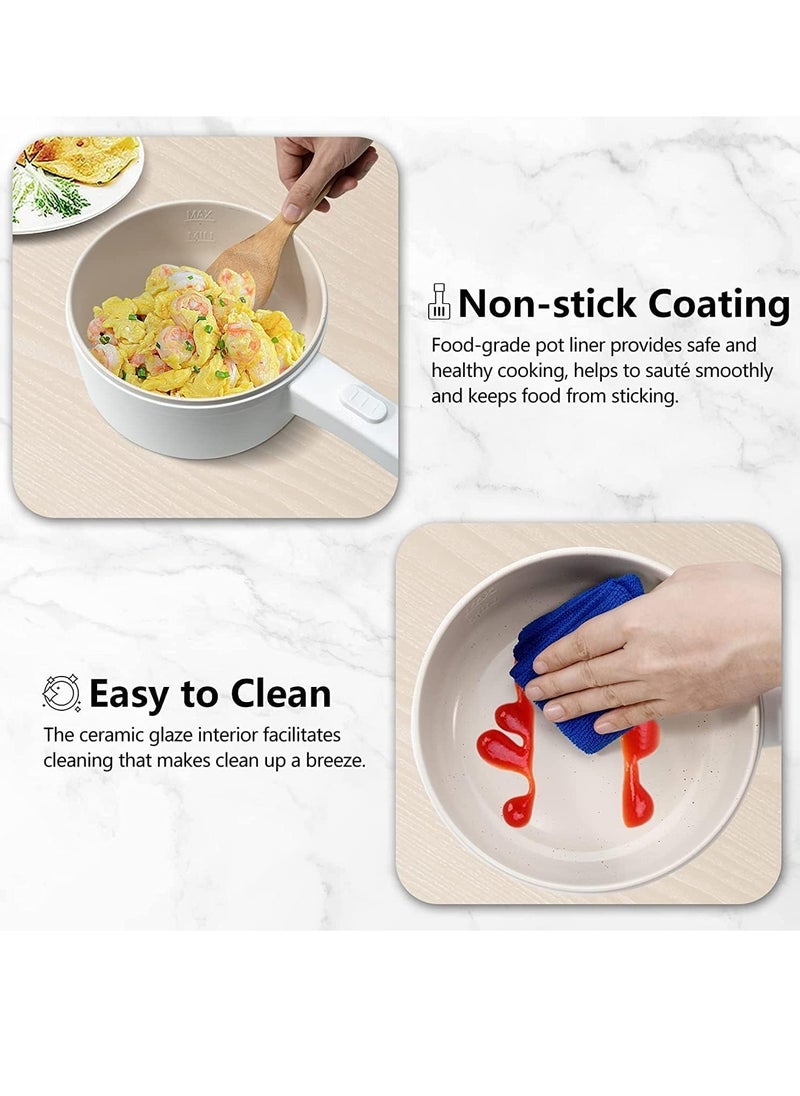 Generic - Electric Hot Pot with Steamer & Temperature Control 2L Non-Stick Electric Cooker Electric Skillet Frying Pan Electric Saucepan for Noodles Egg, Steak Oatmeal and Soup - Image 1
