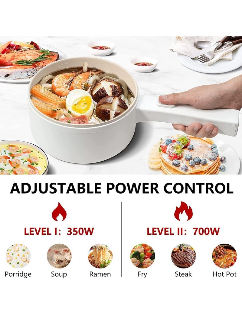 Generic - Electric Hot Pot with Steamer & Temperature Control 2L Non-Stick Electric Cooker Electric Skillet Frying Pan Electric Saucepan for Noodles Egg, Steak Oatmeal and Soup - Image 1