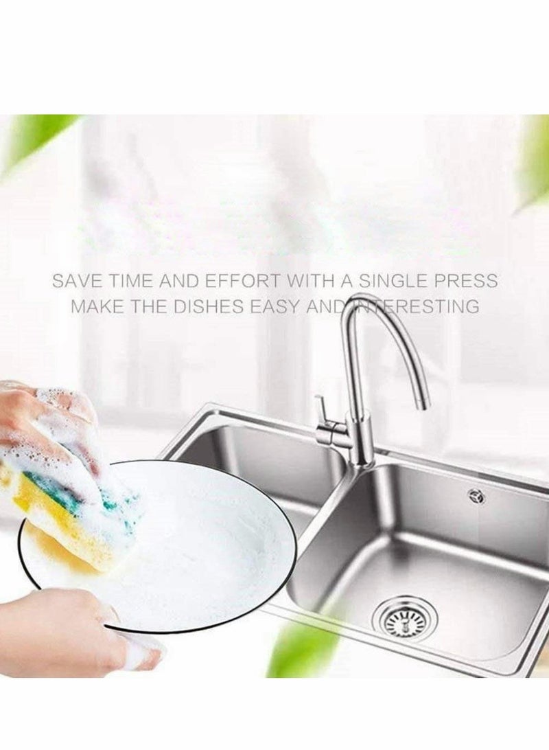 SOLARAE Liquid Soap Dispenser Set - Plastic Elegant Hand Pump Dispenser with Sponge Caddy - 2-in-1 Sponge Organizer Holder Soap Pump Dispenser for Kitchen Sink Tidy Bathroom Countertop - Image 3