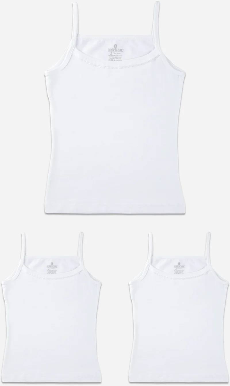 Baykar Girls Plain Undershirt 3 Piece Set 4538 White