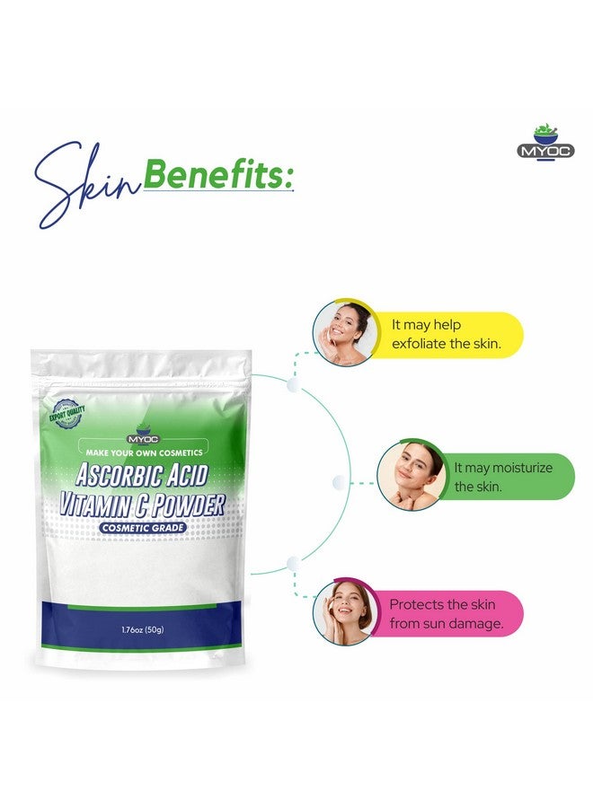 ميوك مسحوق حمض الأسكوربيك وفيتامين سي من MYOC، ٥٠ جم، حمض الأسكوربيك للسيروم، مسحوق حمض الأسكوربيك لمستحضرات التجميل، حمض الأسكوربيك للبشرة، حمض الأسكوربيك للتنظيف، مسحوق حمض الأسكوربيك لإزالة بقع المسابح - Image 5