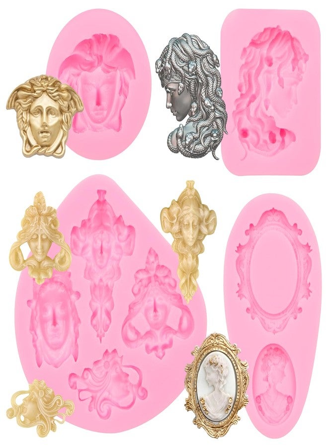 Xcake Lcook Medusa Silicone Molds, Vintage Cameo Photo Frame Lady Avatar Chocolate Mold, Greek Mythology Goddess Head Fondant Molds for Cake Decoration Cupcake Topper Candy Sugar Craft Gum Paste Clay Resin - Image 1