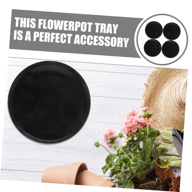 Large Round Plastic Plant Saucers 4 Pack Black Drainage Trays For Outdoor And Indoor Plants - Image 4