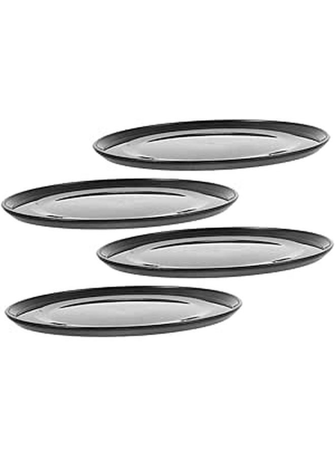 Large Round Plastic Plant Saucers 4 Pack Black Drainage Trays For Outdoor And Indoor Plants - Image 1