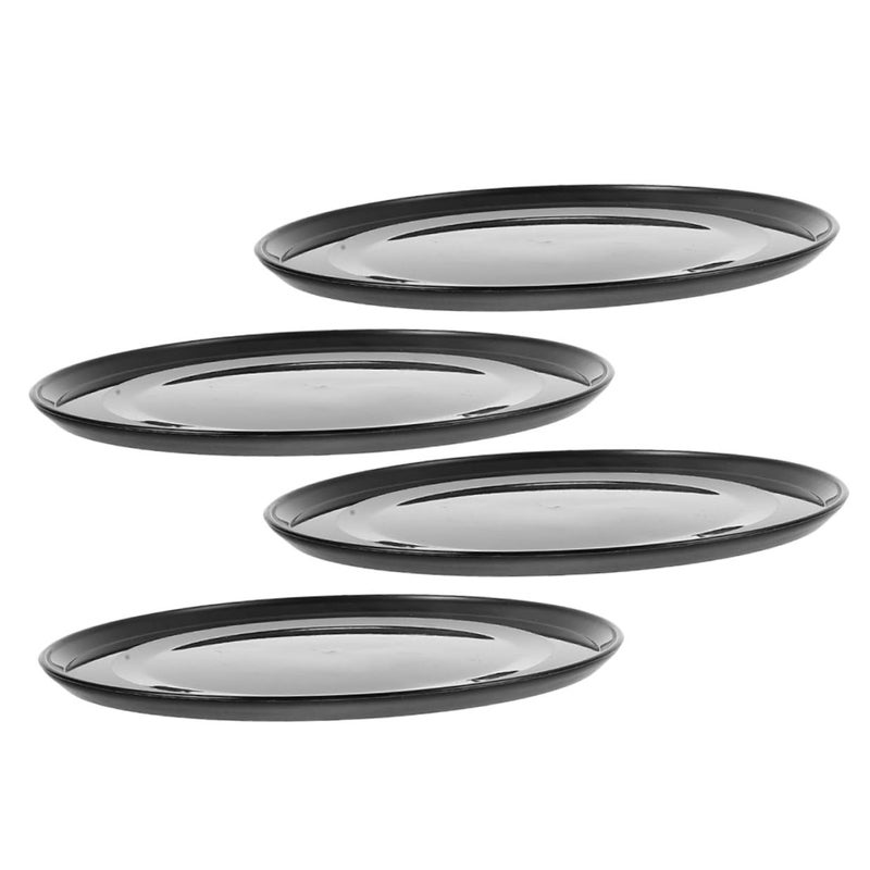 Large Round Plastic Plant Saucers 4 Pack Black Drainage Trays For Outdoor And Indoor Plants - Image 2