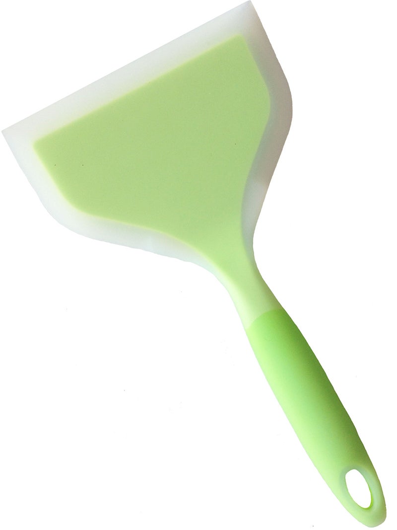 Minchsrin Silicone Wrapped Plastic Fish Spatula Pancakes Shovel NonStick HeatResistant Wide Flat Turner For Egg Tamales Pizza Green