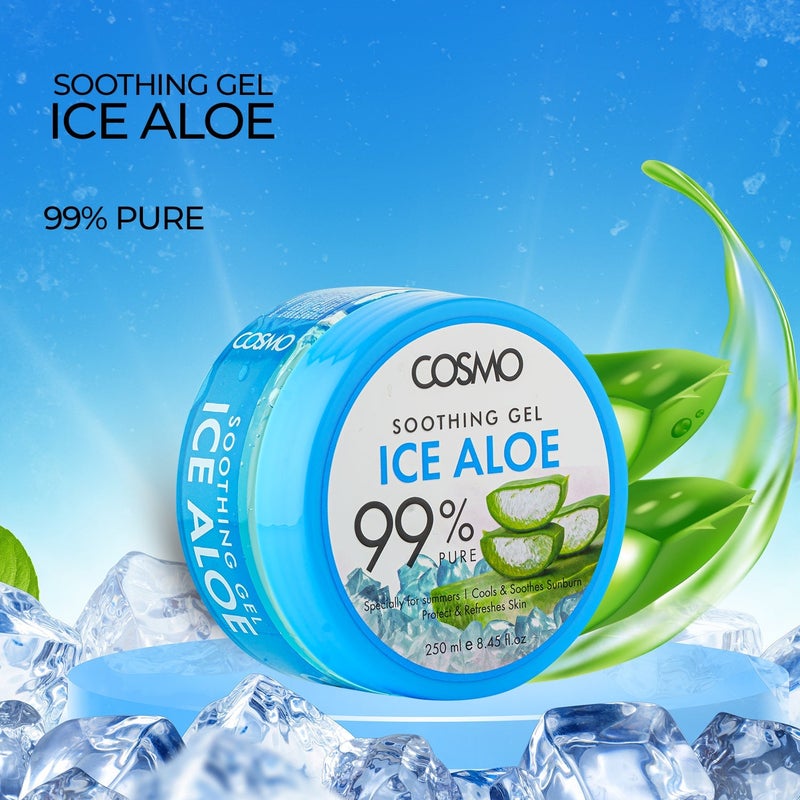COSMO Moisturizing Ice Aloe 99% Pure Soothing Gel 250ml, Cools and Soothes Sunburn, Specially for Summers, Protects & Refresh Skin - Image 2