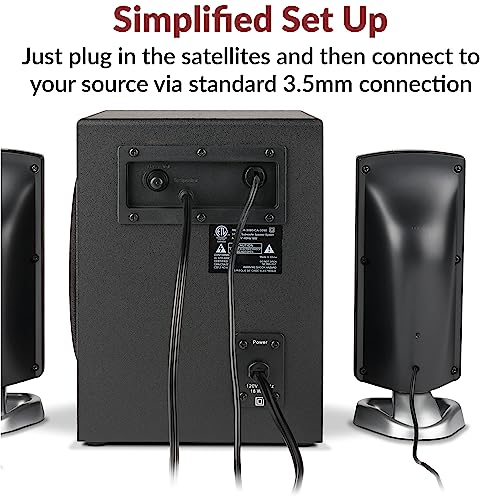 Cyber Acoustics CA-3090 2.1 Speaker System with Subwoofer with 18W of Power – Easy Setup and Convenient Controls, Great for Music, Movies, and Gaming - Image 4