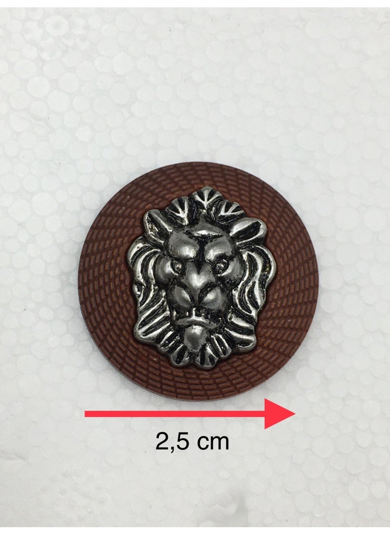 Karan Tuhafiye Karan Haberdashery Trench Coat and Jacket Button Set Lion Model Tan 6 Piece Set  - Image 4