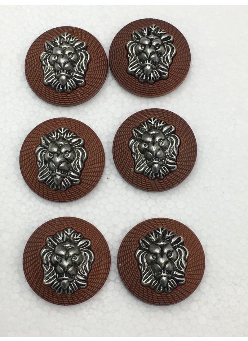 Karan Tuhafiye Karan Haberdashery Trench Coat and Jacket Button Set Lion Model Tan 6 Piece Set  - Image 1