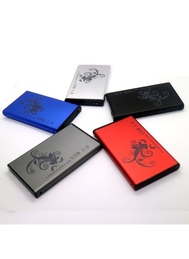 2.5inch Notebook Hard Drive Enclosure USB 3.0 Mobile Hard Drive Enclosure Support 2TB Brushed Aluminum Alloy Shell-Color:Silver