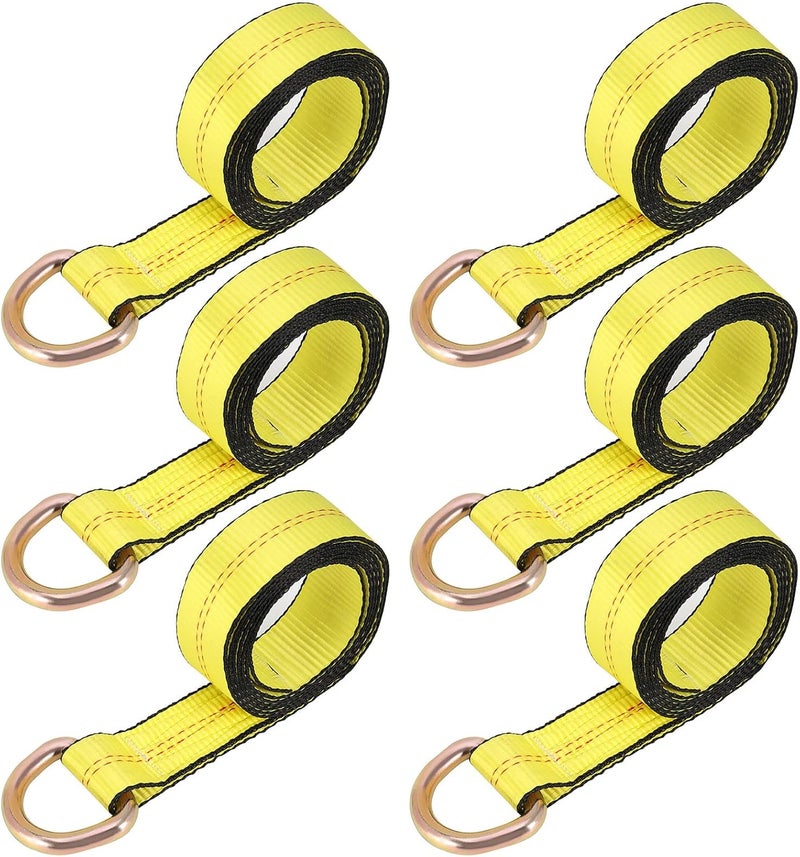 JOIKIT 6 Pack 2 Inch x 8.2 Ft Lasso Tow Strap with D Ring for Auto Tie Down - Image 1