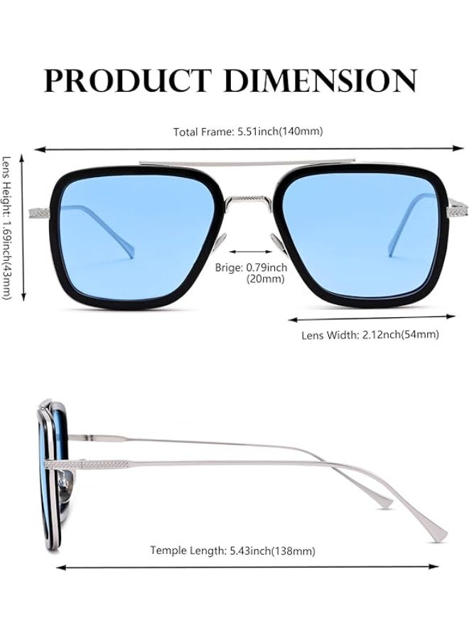 PAWSONIFY Sunglasses Vintage Square Metal Frame Eyeglasses for Men Women - Trendy Sunglasses UV400 Sun glasses UV Blocking Men Women Classic Trendy - Image 2