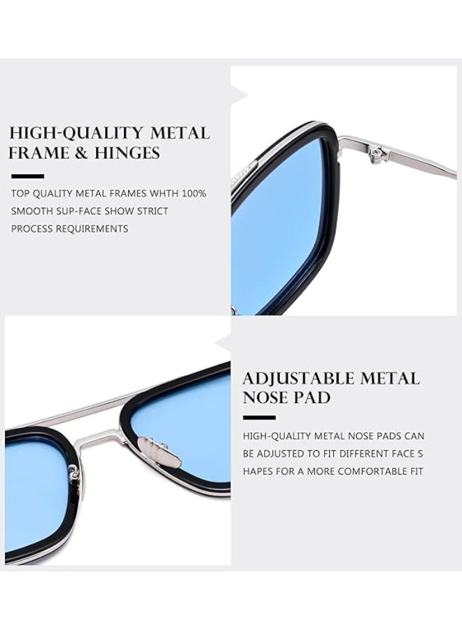 PAWSONIFY Sunglasses Vintage Square Metal Frame Eyeglasses for Men Women - Trendy Sunglasses UV400 Sun glasses UV Blocking Men Women Classic Trendy - Image 4