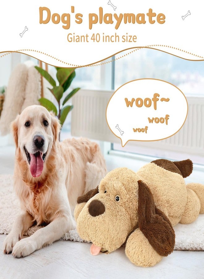 MorisMos Giant Dog Stuffed Animals, 40inch Large Stuffed Dog Plush, Big Puppy Throw Pillow Gifts for Kids, Boys, Girls, Brown - Image 4