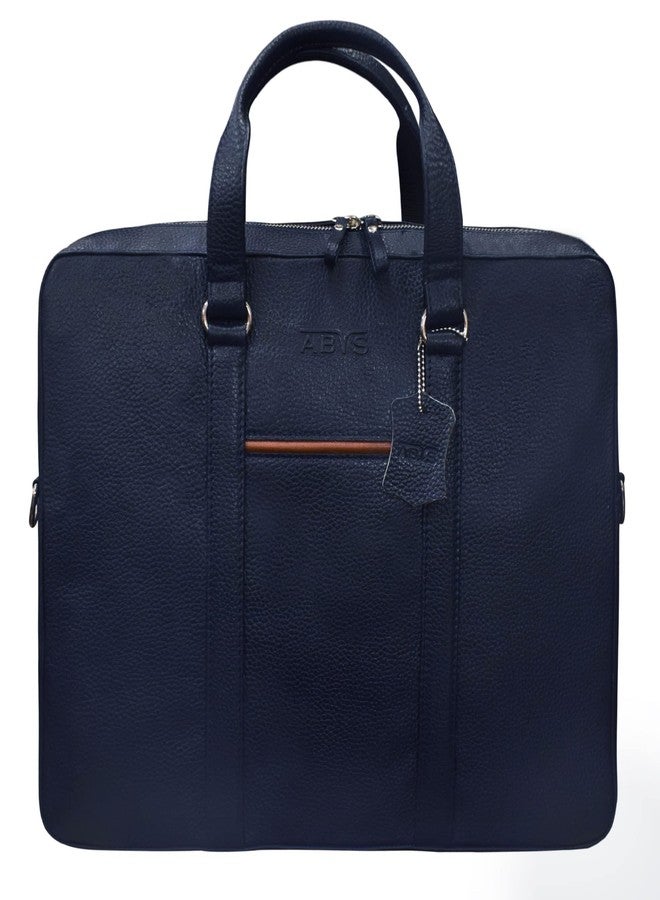 ABYS Genuine Leather Tan -Blue Laptop Briefcases||Laptop Messenger & Shoulder Bags For Men And Women (15.6 Inch Laptop) - Image 1