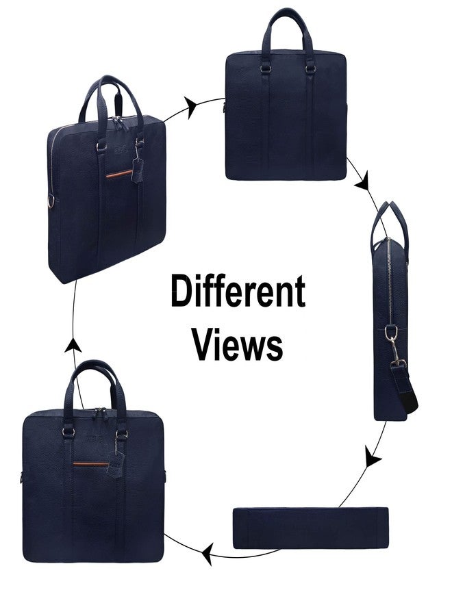 ABYS Genuine Leather Tan -Blue Laptop Briefcases||Laptop Messenger & Shoulder Bags For Men And Women (15.6 Inch Laptop) - Image 3