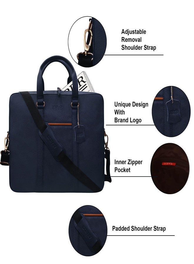 ABYS Genuine Leather Tan -Blue Laptop Briefcases||Laptop Messenger & Shoulder Bags For Men And Women (15.6 Inch Laptop) - Image 5