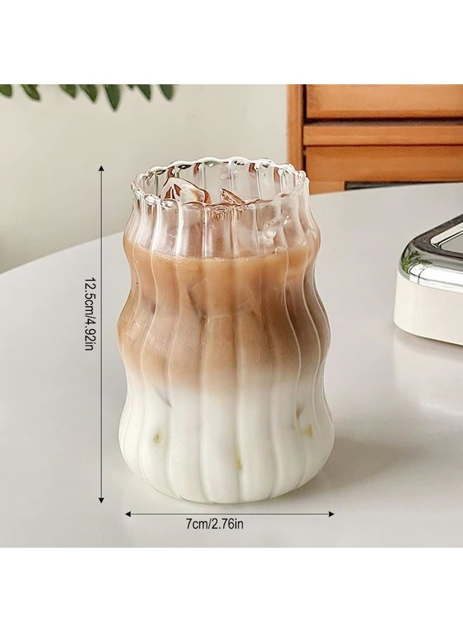 Nirvany 2 Pcs Ribbed Glass Cups 18 Oz Vintage Drinking Glassware Ripple Cocktail Glasses for Iced Coffee Juice Beverage Milk - Image 2