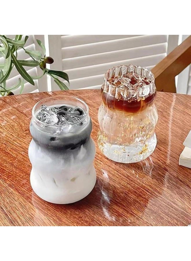 Nirvany 2 Pcs Ribbed Glass Cups 18 Oz Vintage Drinking Glassware Ripple Cocktail Glasses for Iced Coffee Juice Beverage Milk - Image 4