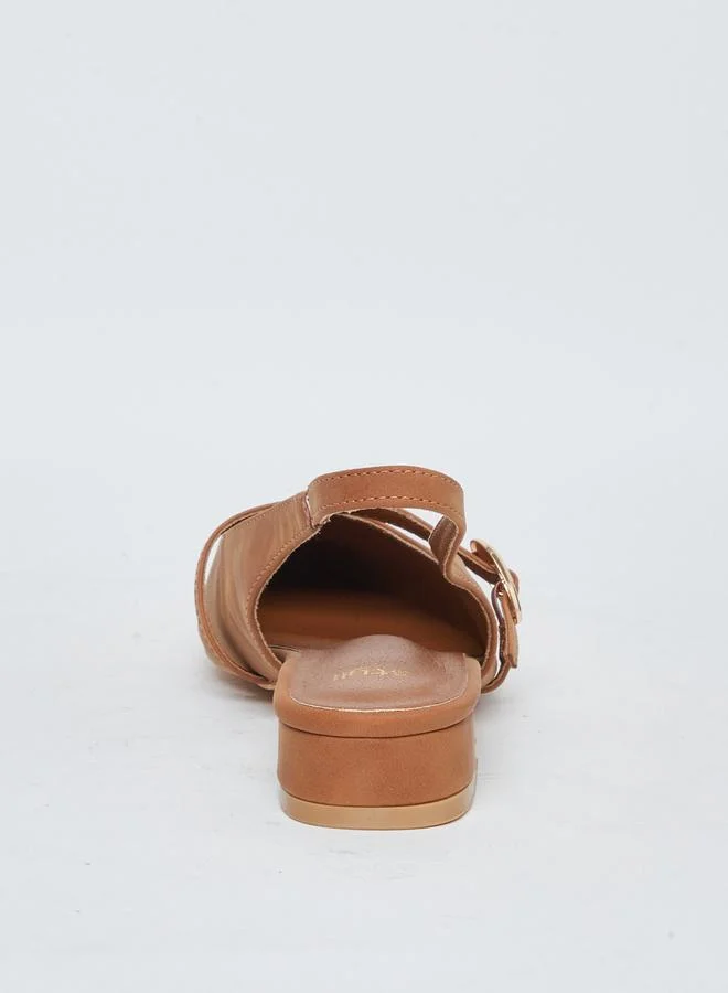 Styli Styli Pointed Toe Buckle Detail Block Heel Shoes