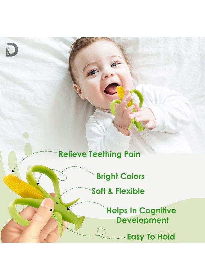 DaKos Teether Soother For New Born Teether And Soother For Baby Baby Mitten Teether Baby Chew Toys For Sucking Needs Sensory Teether Toy (Corn Shape Green) - Image 5