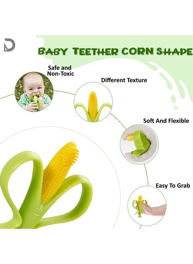 DaKos Teether Soother For New Born Teether And Soother For Baby Baby Mitten Teether Baby Chew Toys For Sucking Needs Sensory Teether Toy (Corn Shape Green) - Image 3