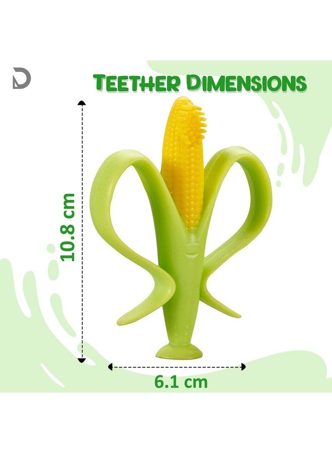 DaKos Teether Soother For New Born Teether And Soother For Baby Baby Mitten Teether Baby Chew Toys For Sucking Needs Sensory Teether Toy (Corn Shape Green) - Image 4