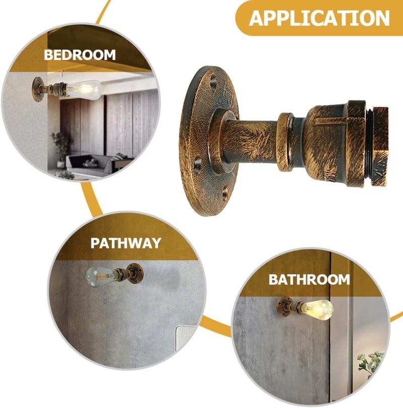 Rustic Wall Light Fixture Retro Industrial Iron Pipe Wall Lamp for Bathroom Mirror Bedroom Bedside Living Room Sconce Home Decoration - Image 3