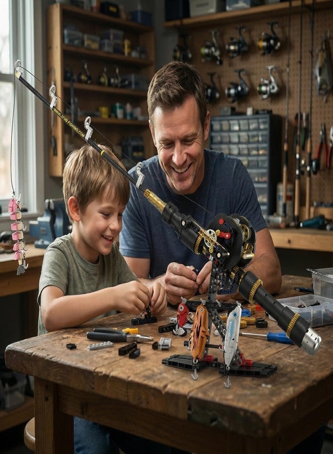 BYTLK Fishing Rod Building Block Set [589+] Pieces - Compatible with LEGO STEM Building Toys; Gift for Children, Adults, and Home Decor - Image 2