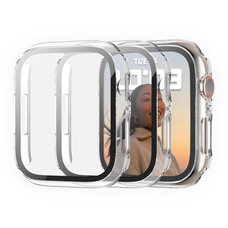Cuteey Apple Watch Series 7 41mm 3-Pack Case with Tempered Glass Screen Protector, Clear - Image 3