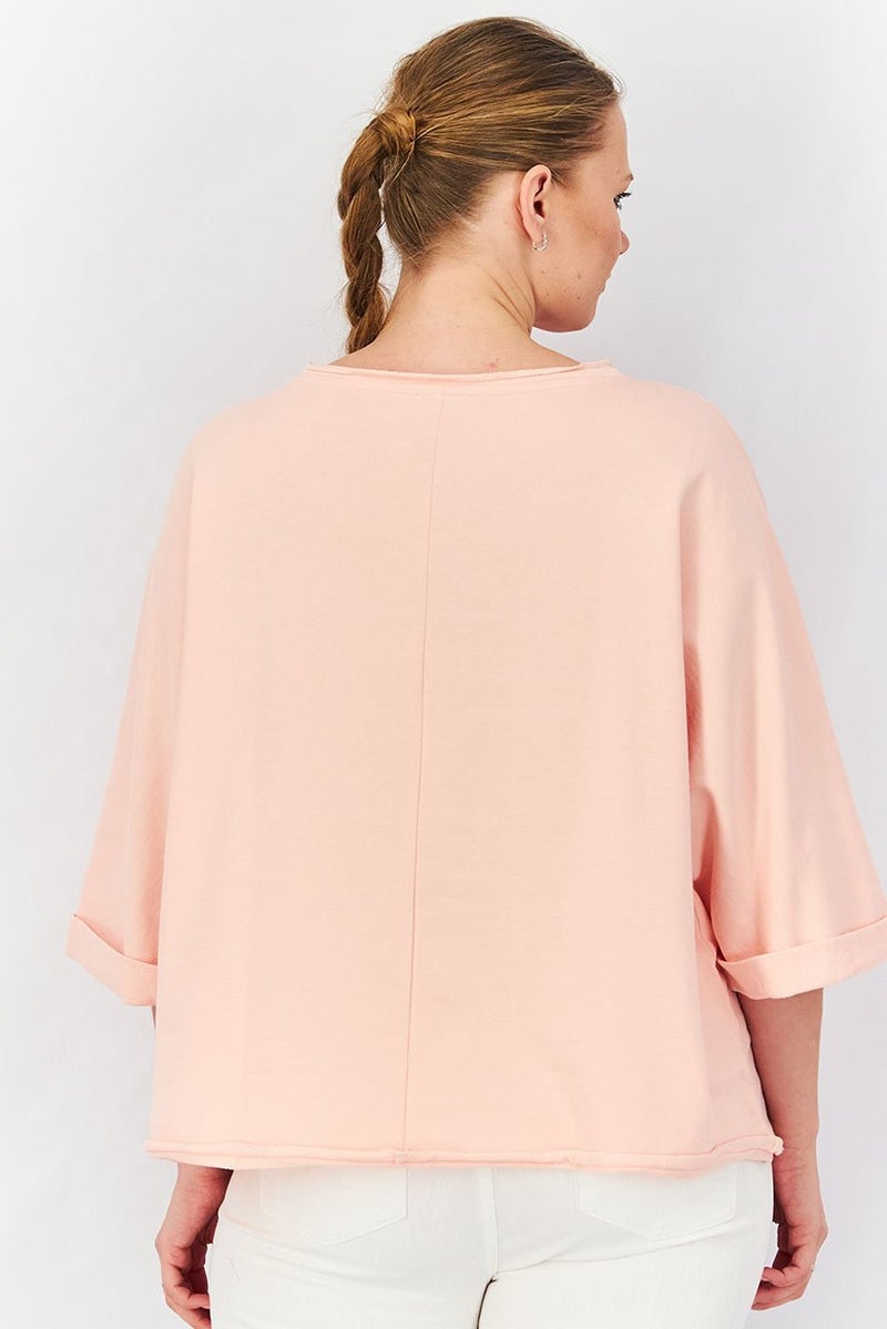 Tchibo Women Round Neck Embroidered Sweatshirt, Pink Combo - Image 3