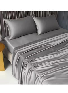 100% Tencel Lyocell Bed Sheets Set 4PC,Softest Coolest Eucalyptus Bedding Perfect for Skincare,1 Flat Sheet(180cm x 200+25cm), 1 Fitted Sheet(220cm x 240cm), 2 Pillowcases(50cm x 70cm)(silver) - pzsku/ZDF5706E4D10A5534A994Z/45/_/1658301456/1ea9576d-f508-41d4-a66d-0ca3b54df1ae