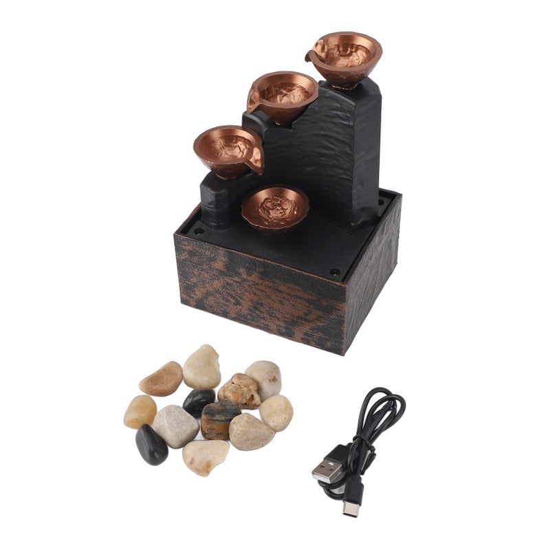 USB Tabletop Water Fountain Wealth Attracting Feng Shui Running Water Ornaments Crafts With LED Lights for Home Living Room - Image 1