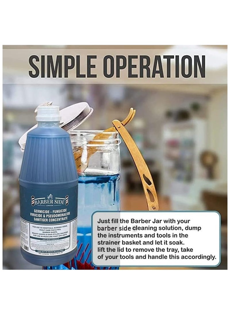iCan London Barber Side London Disinfectant Solution for Salon Barbicide Jars, Medical, Athletics-Girmicide Solution 2000ml (Turquoise)  - Image 3