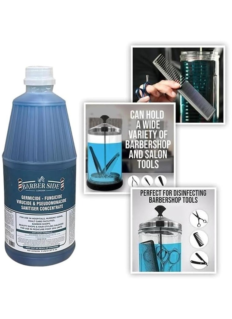 iCan London Barber Side London Disinfectant Solution for Salon Barbicide Jars, Medical, Athletics-Girmicide Solution 2000ml (Turquoise)  - Image 4