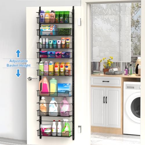 VyGrow Over the Door Pantry Organizer, 8-Tier Over the Door Organizer with Adjustable Basket, Pantry Door Organization for Pantry Kitchen Storage Room Spice Rack, Black - Image 2