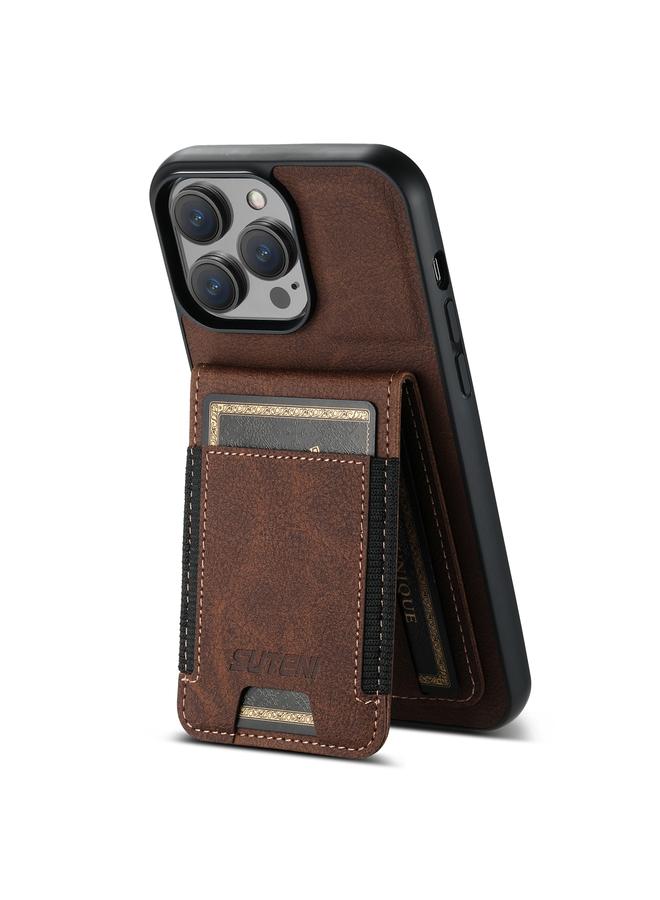 Suteni Case For iPhone 15 Pro H03 Litchi Leather Card Bag Stand Back Phone Case - Image 3