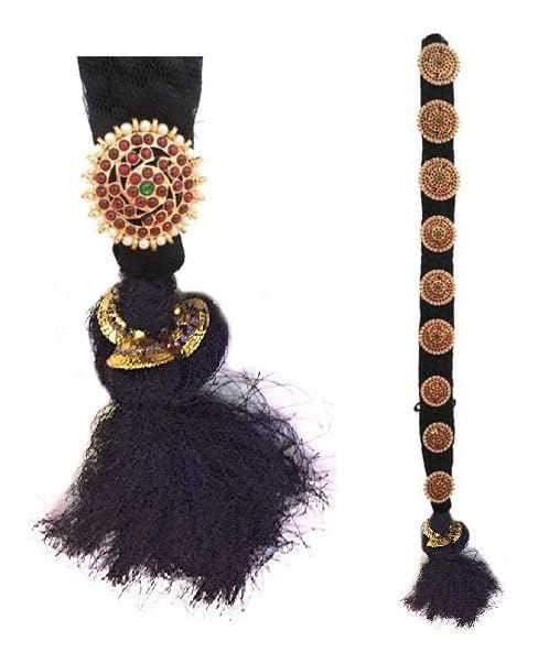 THANUS CRAFT Pula Poola Jada Billalu Hair Choti Ornaments Bharatanatyam Kuchipudi Classical Dance Jewellery for women - Image 4