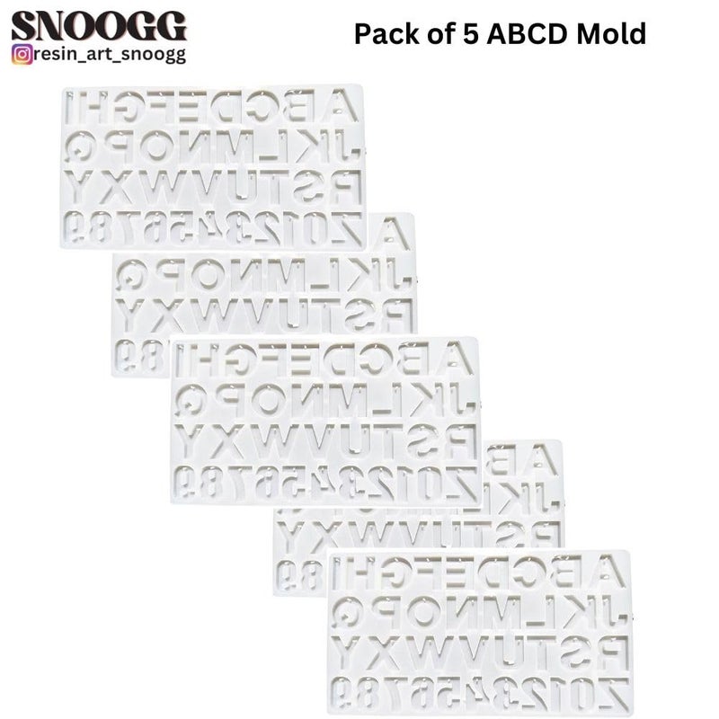 Snoogg SNOOGG Pack of 5/5 Piece of Big Size ABCD Mold Mould Epoxy Resin Casting Moulds for Resin, Resin Casting Big Alphabet Number Molds, Reusable Epoxy Molds for DIY Keychain Pendant Earring - Image 2