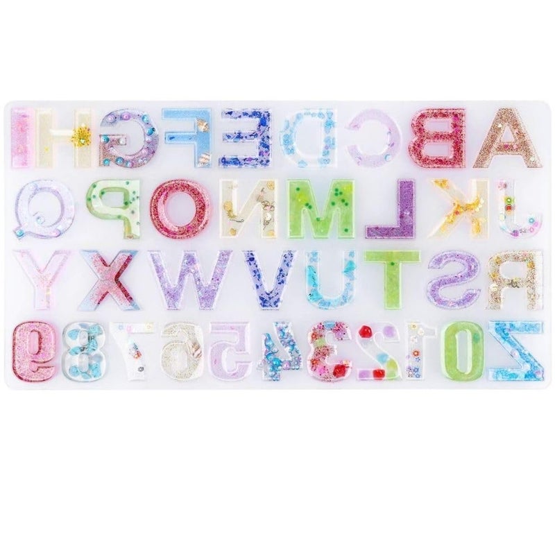 Snoogg SNOOGG Pack of 5/5 Piece of Big Size ABCD Mold Mould Epoxy Resin Casting Moulds for Resin, Resin Casting Big Alphabet Number Molds, Reusable Epoxy Molds for DIY Keychain Pendant Earring - Image 3
