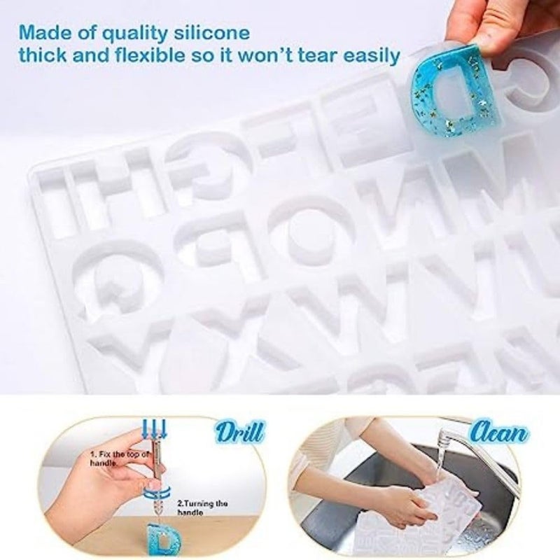 Snoogg SNOOGG Pack of 5/5 Piece of Big Size ABCD Mold Mould Epoxy Resin Casting Moulds for Resin, Resin Casting Big Alphabet Number Molds, Reusable Epoxy Molds for DIY Keychain Pendant Earring - Image 4