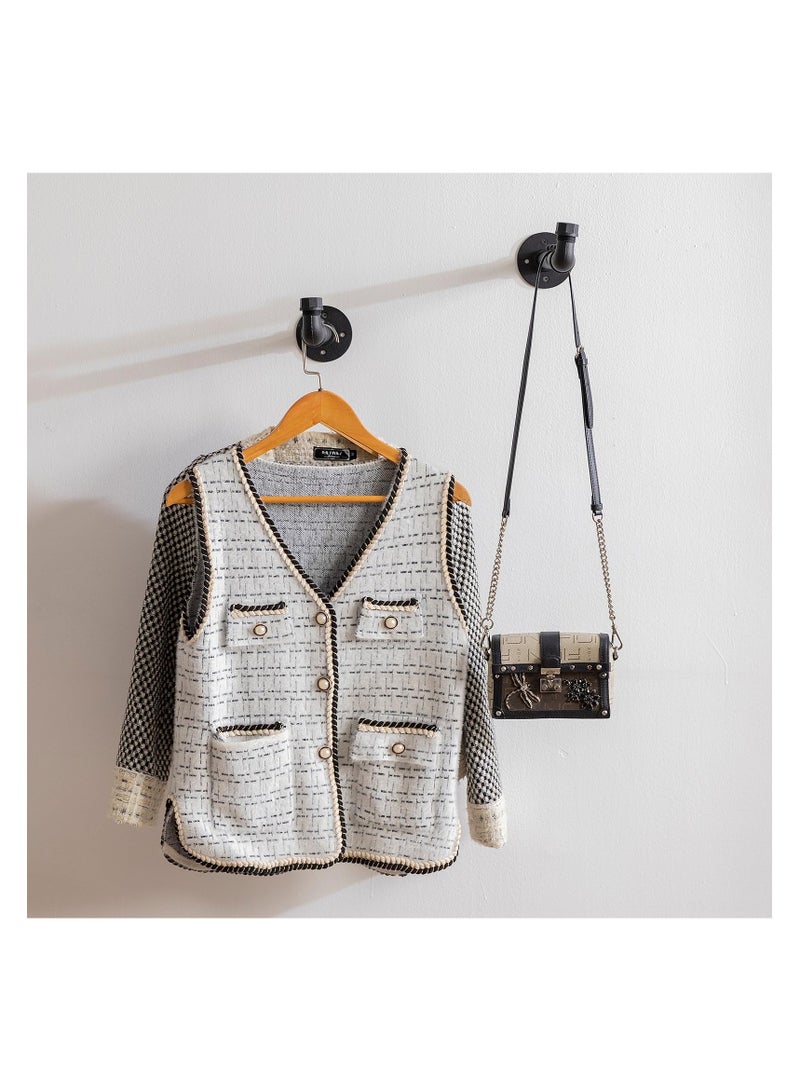 SYOSI Wall Clothing Racks/Hanging Rail, Heavy Duty Metal Coat Hanger with Hook, Black Coat Hooks For Wall, Wall Mounted Bag Hooks, Heavy Duty Metal Coat Hanger with Hook for Towel, Hat, Closet, Bag - Image 2